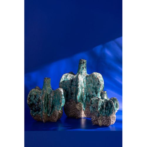 Vase Déco En Céramique "naga" 15cm Bleu Azur