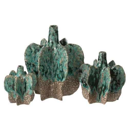 Vase Déco En Céramique "naga" 30cm Bleu Azur