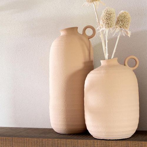 Vase Étroit En Argile "cassia" 38cm Beige