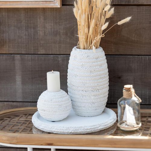 Chandelier Ovale En Ciment "creta" 26cm Blanc