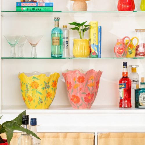 Vase Déco Fleurs En Argile "alegria" 32cm Rose