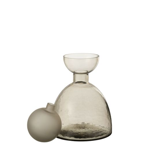 Vase Bouteille Bouchon En Verre "yoko" 29cm Grège