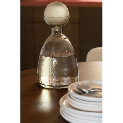 Vase Bouteille Bouchon En Verre "yoko" 29cm Grège