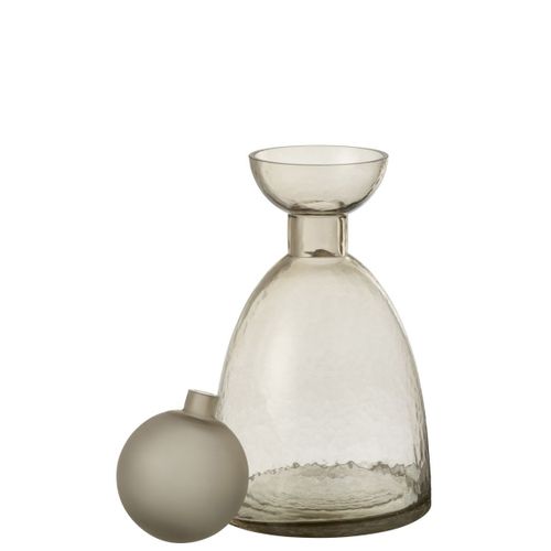 Vase Bouteille Bouchon En Verre "yoko" 34cm Grège