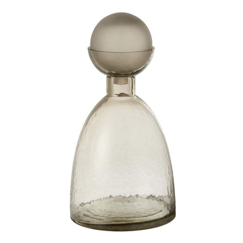 Vase Bouteille Bouchon En Verre "yoko" 34cm Grège