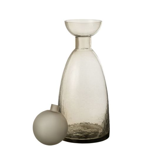 Vase Bouteille Bouchon En Verre "yoko" 43cm Grège