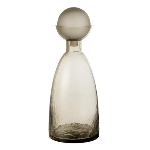 Vase Bouteille Bouchon En Verre "yoko" 43cm Grège