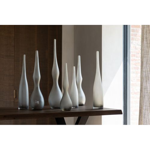 Lot De 3 Vases En Verre "yoko" 64cm Grège