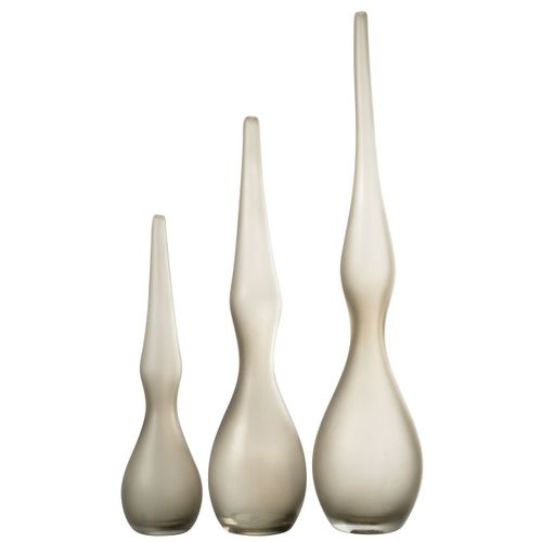 Lot De 3 Vases En Verre "yoko" 64cm Grège