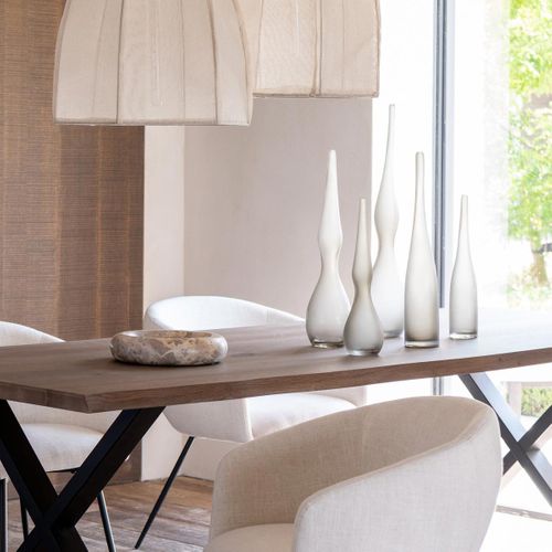 Lot De 3 Vases En Verre "yoko" 64cm Grège