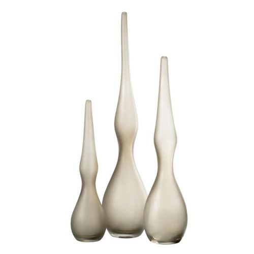 Lot De 3 Vases En Verre "yoko" 64cm Grège