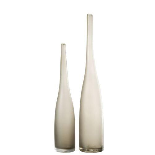 Lot De 2 Vases Flute En Verre "yoko" 53cm Grège