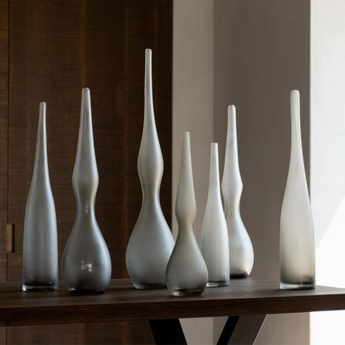 Lot De 2 Vases Flute En Verre "yoko" 53cm Grège