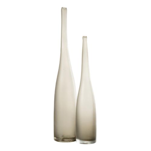 Lot De 2 Vases Flute En Verre "yoko" 53cm Grège