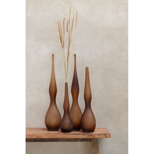 Lot De 3 Vases En Verre "yoko" 64cm Marron