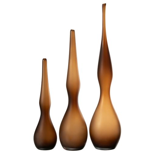Lot De 3 Vases En Verre "yoko" 64cm Marron
