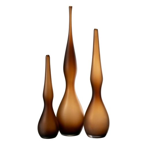 Lot De 3 Vases En Verre "yoko" 64cm Marron