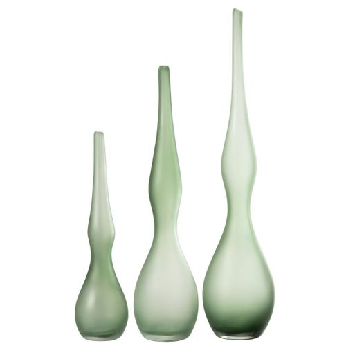 Lot De 3 Vases En Verre "yoko" 64cm Vert Menthe