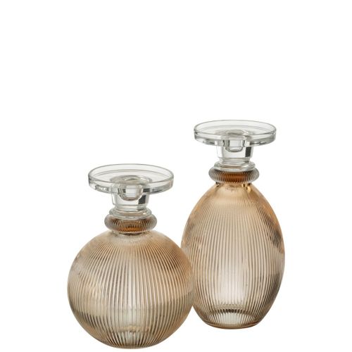 Chandelier Vase En Verre "malik" 28cm Taupe