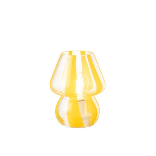 Lampe à Poser Rayures En Verre "ophelie" 15cm Jaune