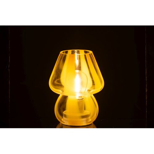 Lampe à Poser Rayures En Verre "ophelie" 15cm Jaune