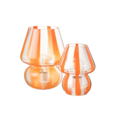 Lampe à Poser Rayures En Verre "ophelie" 15cm Orange