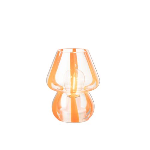 Lampe à Poser Rayures En Verre "ophelie" 15cm Orange