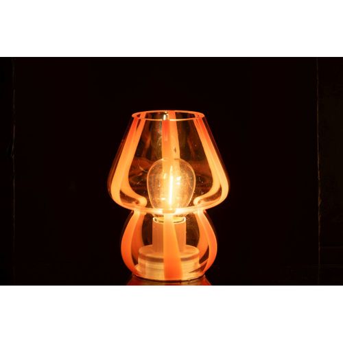 Lampe à Poser Rayures En Verre "ophelie" 15cm Orange