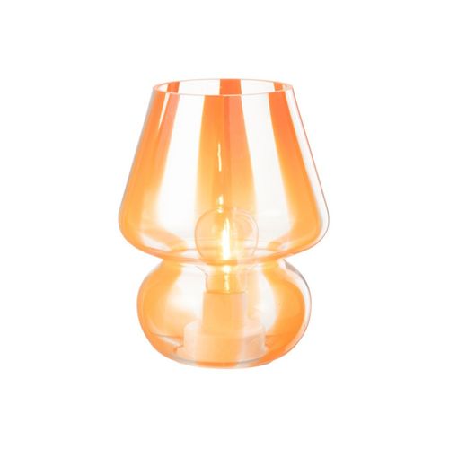 Lampe à Poser Rayures En Verre "ophelie" 19cm Orange