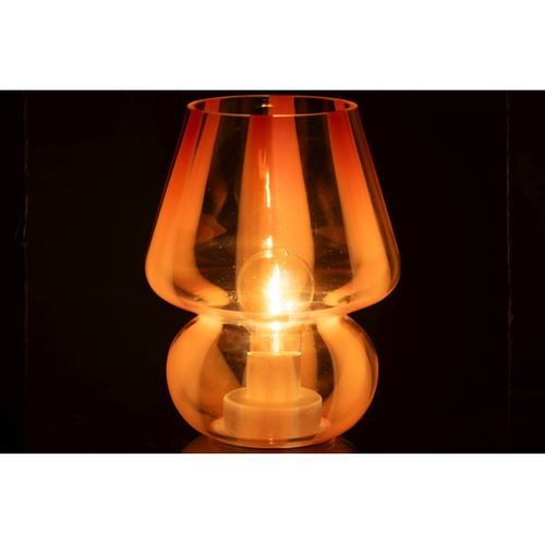 Lampe à Poser Rayures En Verre "ophelie" 19cm Orange