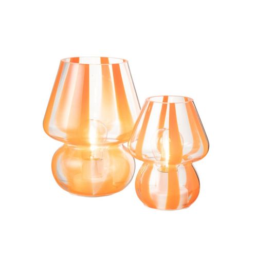 Lampe à Poser Rayures En Verre "ophelie" 19cm Orange