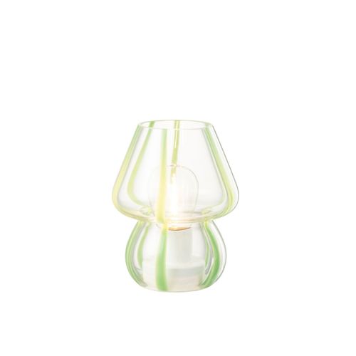 Lampe à Poser Rayures En Verre "ophelie" 15cm Vert