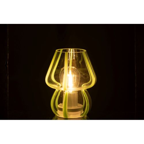 Lampe à Poser Rayures En Verre "ophelie" 15cm Vert