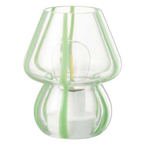 Lampe à Poser Rayures En Verre "ophelie" 15cm Vert