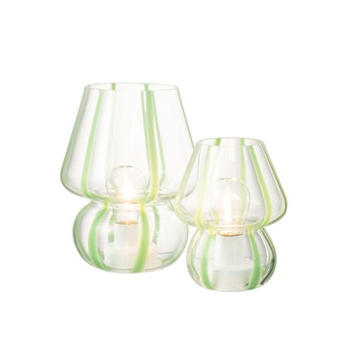 Lampe à Poser Rayures En Verre "ophelie" 15cm Vert