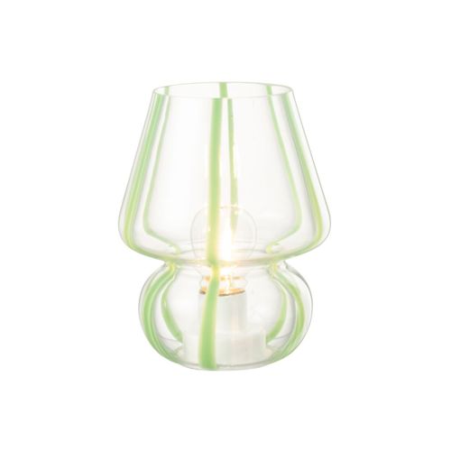 Lampe à Poser Rayures En Verre "ophelie" 19cm Vert