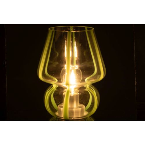 Lampe à Poser Rayures En Verre "ophelie" 19cm Vert