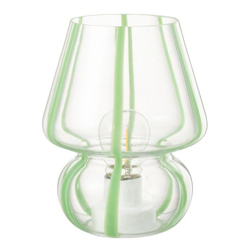 Lampe à Poser Rayures En Verre "ophelie" 19cm Vert