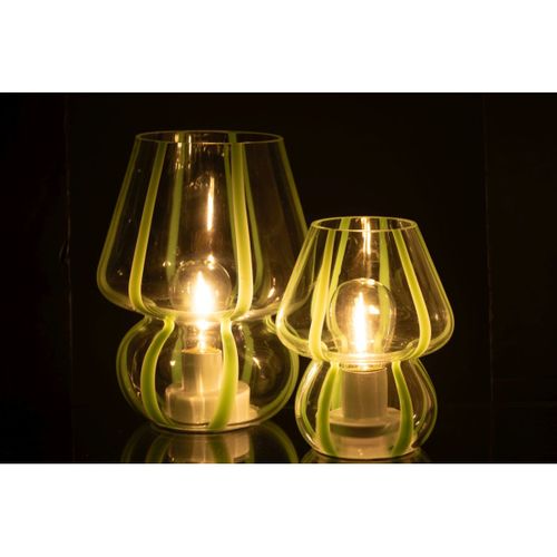 Lampe à Poser Rayures En Verre "ophelie" 19cm Vert