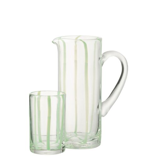 Carafe Rayures En Verre "ophelie" 25cm Vert