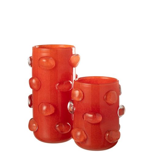 Vase Déco En Verre "aruna" 23cm Rouge