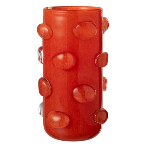 Vase Déco En Verre "aruna" 32cm Rouge
