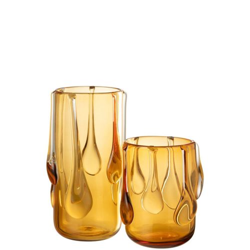 Vase Design En Verre "drippy" 33cm Ambre