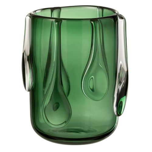 Vase Design En Verre "drippy" 22cm Vert