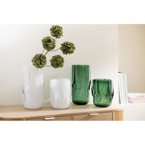 Vase Design En Verre "drippy" 33cm Vert