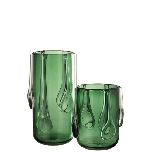 Vase Design En Verre "drippy" 33cm Vert