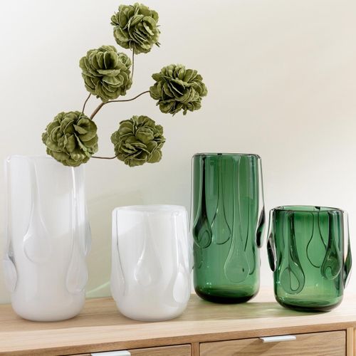 Vase Design En Verre "drippy" 33cm Vert