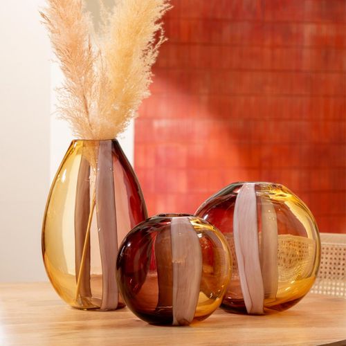 Vase Déco En En Verre "arun" 26cm Multicolore