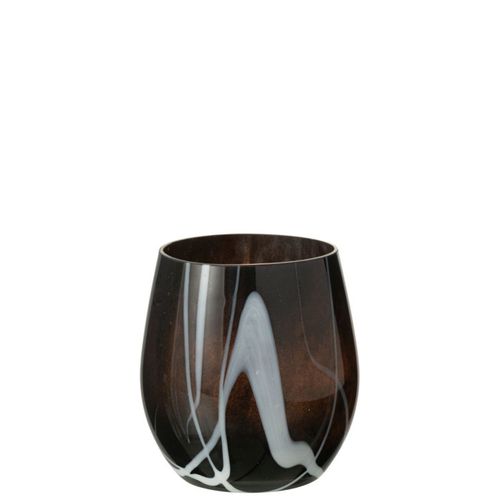 Photophore En Verre "effet Fumé" 14cm Noir