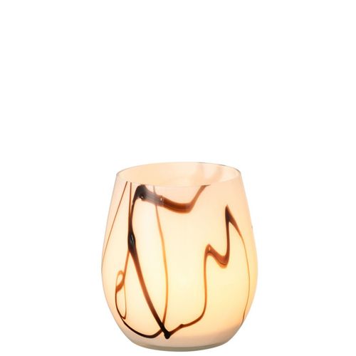 Photophore En Verre "effet Fumé" 14cm Blanc